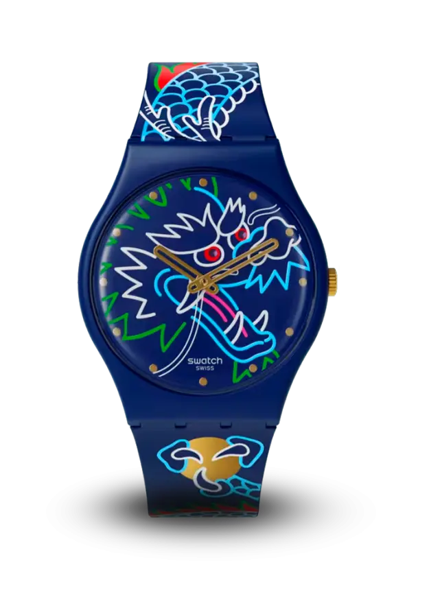 SWATCH - YEAR OF THE DRAGON - DRAGON IN WAVES - SO28Z125  şəkil