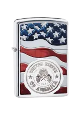 Zippo | High Polish Chrome | America Stamp On Flag | 29395