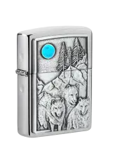 Zippo | Brushed Chrome | Wolf Pack & Moon | 49295