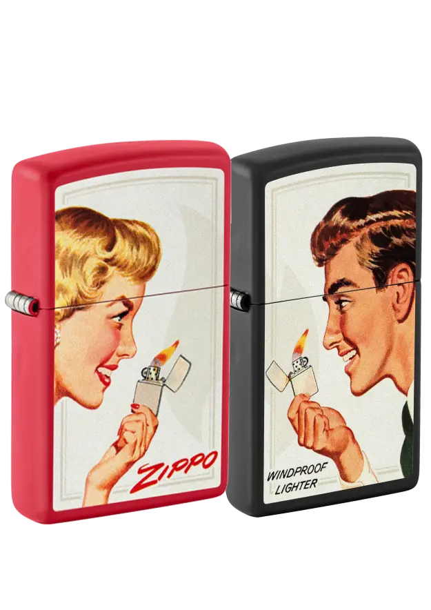 Zippo | Black & Red Matte | Vintage Ad Lighter Set | 46295 şəkil