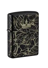 Zippo | Black Matte | Queen Of Bud Dark Roses | 47107