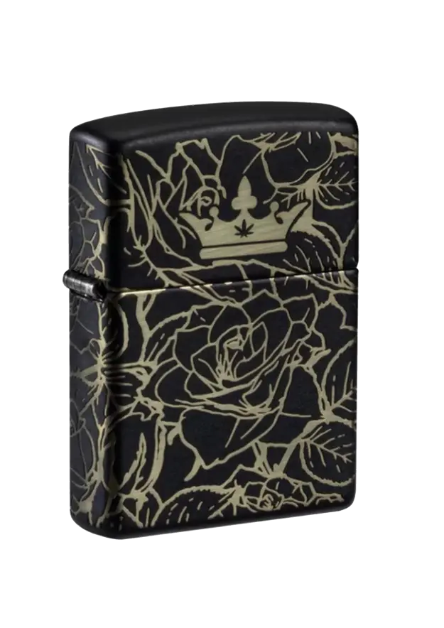 Zippo | Black Matte | Queen Of Bud Dark Roses | 47107 şəkil