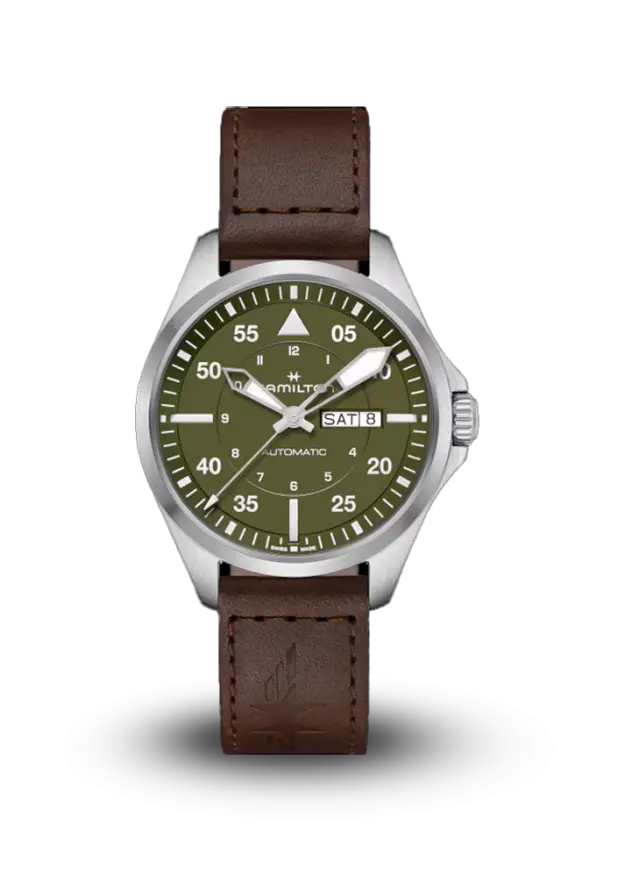 HAMILTON - KHAKI AVIATION - PILOT DAY DATE AUTO - H64635560  şəkil