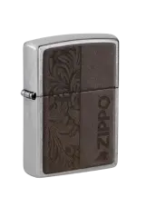 Zippo | Street Chrome | Brown Leather Emblem | 46920