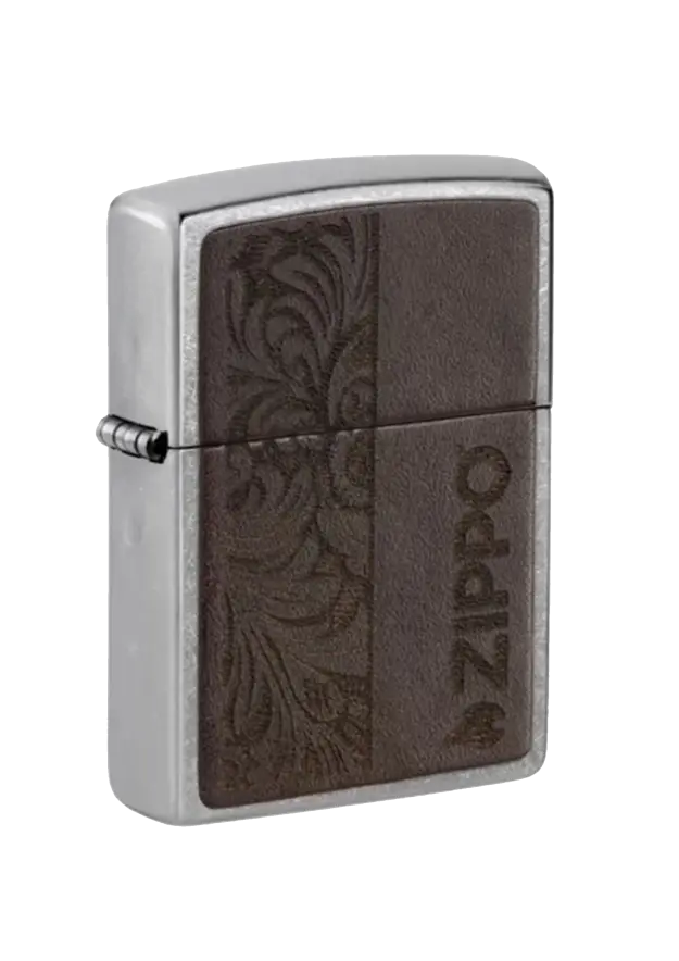 Zippo | Street Chrome | Brown Leather Emblem | 46920 şəkil
