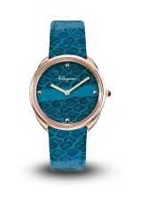 FERRAGAMO - CUIR - LADY STRAP TEAL QUARTZ - SFAY00319 FERRAGAMO - CUIR - LADY STRAP TEAL QUARTZ - SFAY00319