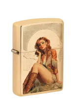 Zippo | Brushed Brass | Western Pinup | 46962
