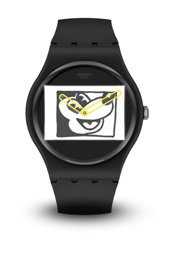 SWATCH - ORIGINALS - KEITH HARING - MICKEY SUR NOIR - SUOZ337 şəkil