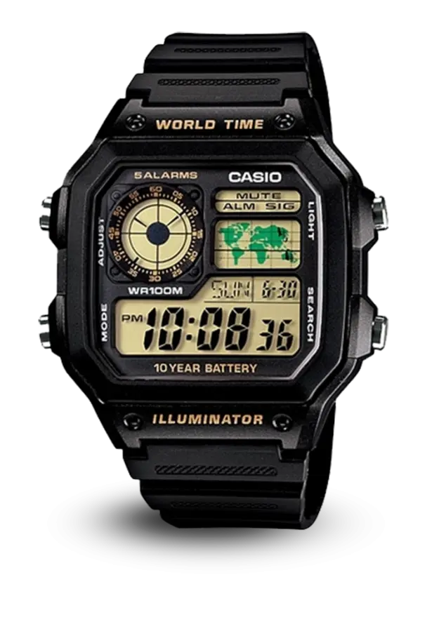 CASIO GENERAL - WORLD TIME - WORLD TIME - AE-1200WH-1BVDF şəkil