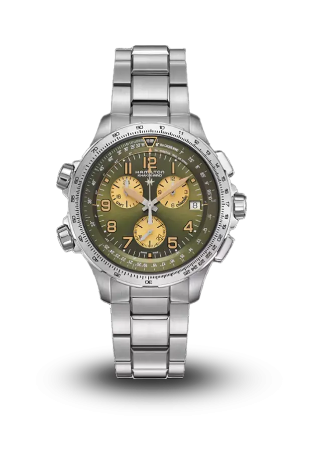 HAMILTON - KHAKI AVIATION - X-WIND CHRONO QUARTZ GMT - H77932160 şəkil