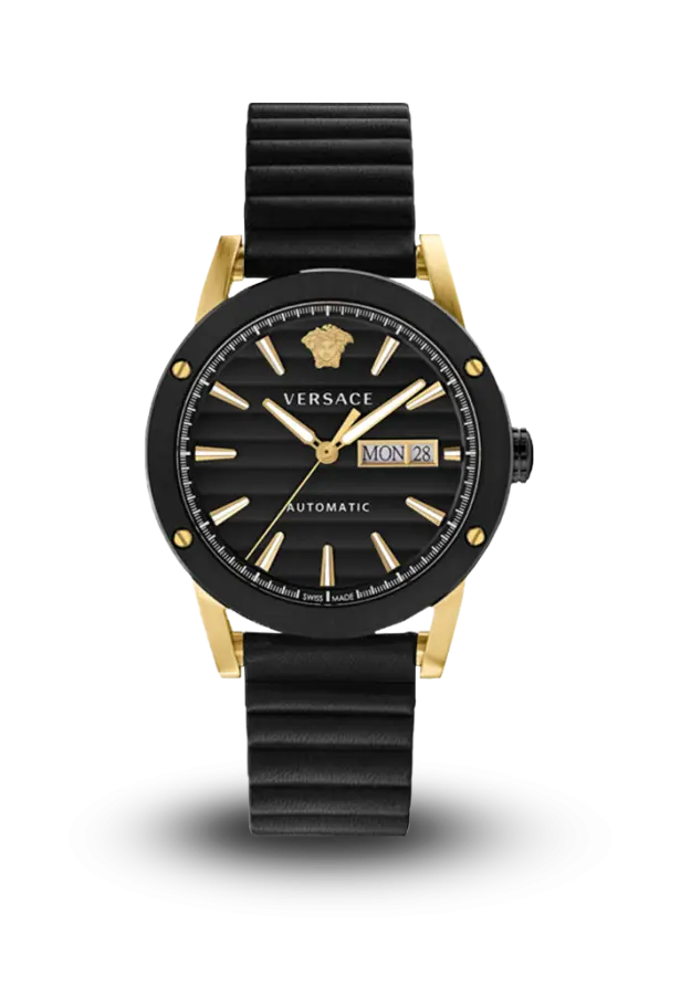 VERSACE - THEROS - 42 MM LEATHER STRAP  - VEDX00419 şəkil