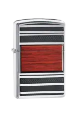 Zippo | High Polish Chrome | Wood Design | 28676