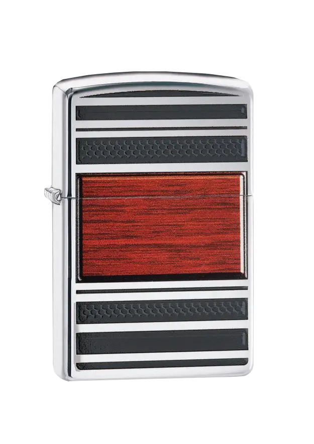 Zippo | High Polish Chrome | Wood Design | 28676 şəkil