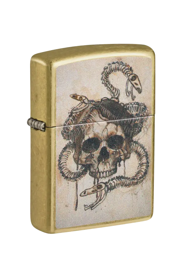 Zippo | Street Brass | Skull And Snake Bones | 47175 şəkil
