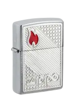 Zippo | Brushed Chrome | Zippo Tiles Emblem | 48126