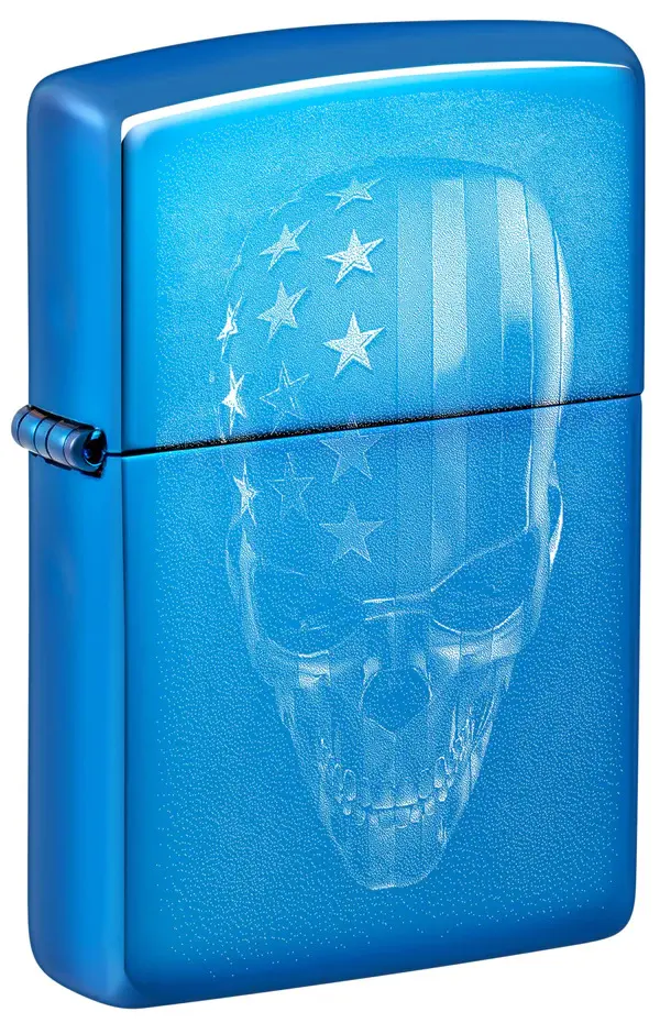 Zippo | High Polish Blue | American Skull Design | 48739 şəkil
