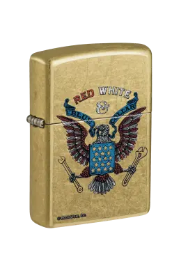 Zippo | Street Brass | Red White & Blue Collar | 46936